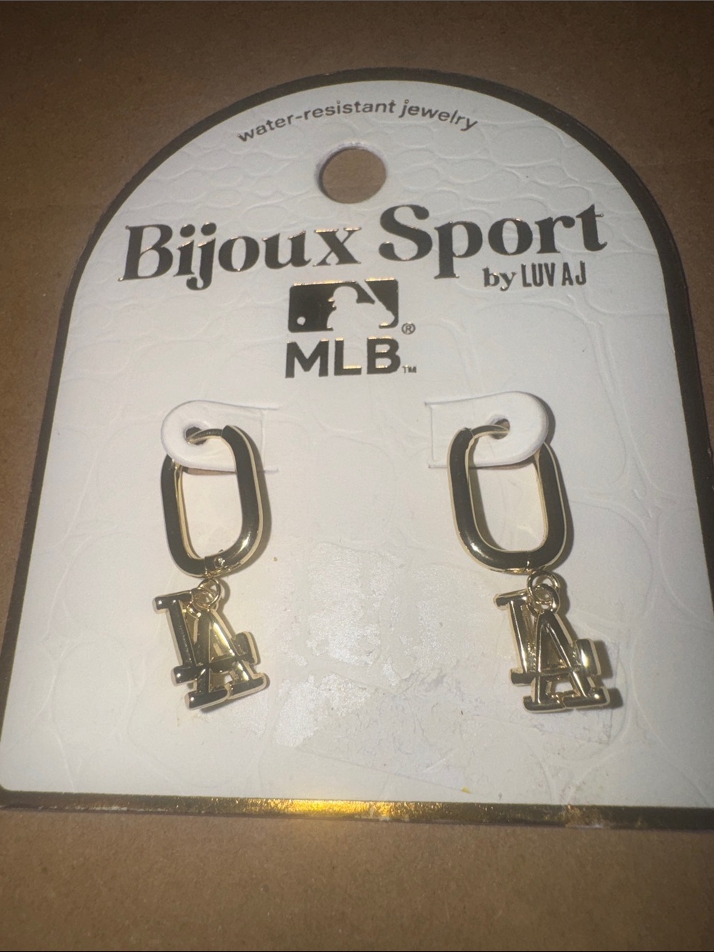 Bijoux Sport Gold LA Charm Drop Earrings